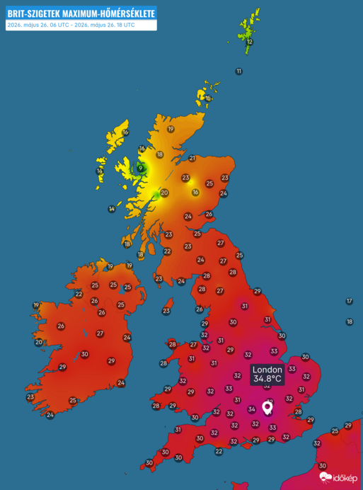 Közel 35 fok volt hétfőn Londonban
